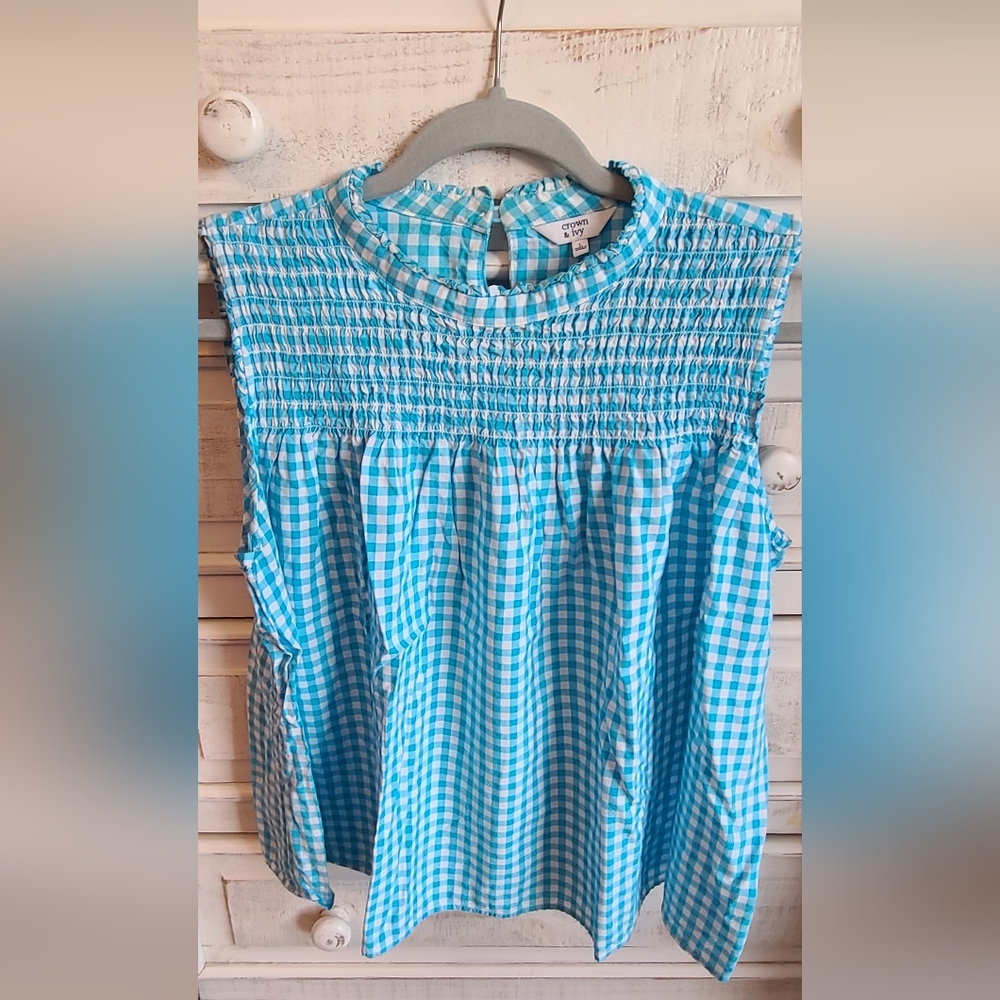 Crown & Ivy Gingham Sleeveless Top
